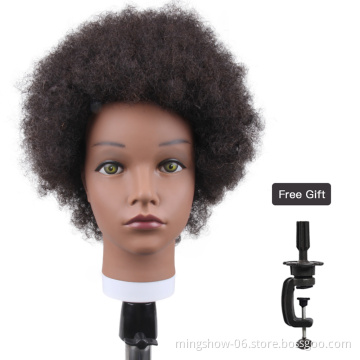 100% human hair black afro training mannequin head for hairdresser